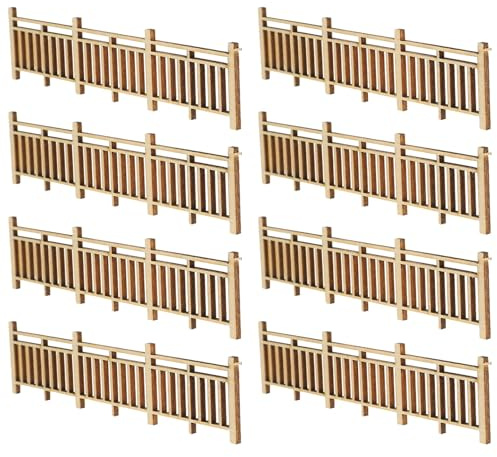CIYODO 50 Scale Mini Wooden Garden Fence Set, Small Courtyard Picket Barrier Railings for Micro Landscape, Dollhouse, Bonsai and Craft Decorations