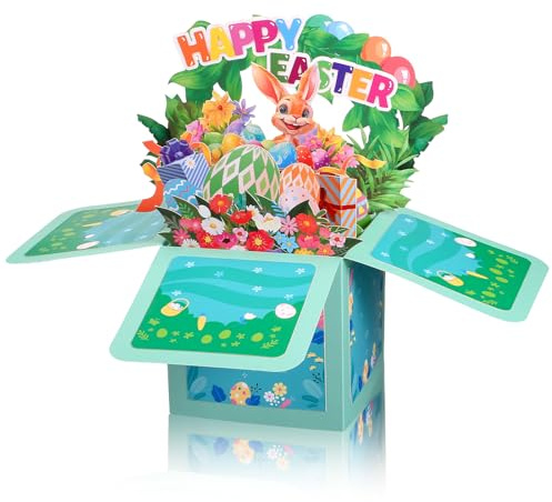 Kesote Osterkarten Ostern Grußkarten 3D Karten Pop Up Glückwunschkarten Kinder Osterhasen Happy Easter Ostereier Basteln