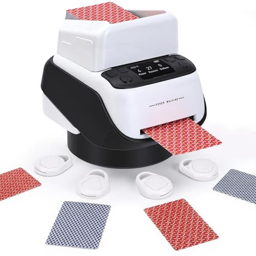 Haedswer Distributeur de Cartes Automatique avec 4 Télécommandes, 2–8 Joueurs, Rotation 360° pour 1–4 Jeux, Modes de Jeu Intégrés, Rechargeable & Silencieux pour Poker, UNO, Phase 10