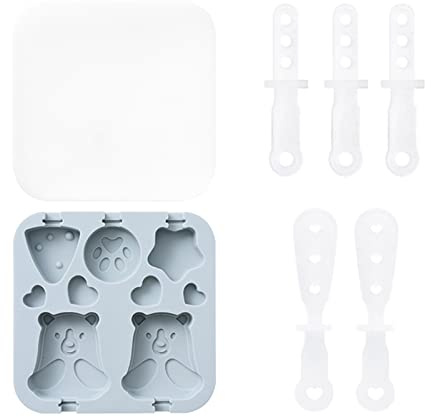 Stampi for ghiaccioli in silicone for stampi a forma di scodella Set for for puree for gelato con coperchio(Blue)
