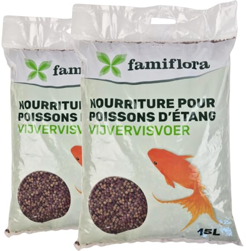 Famiflora Koi Mix OSW Astax Pond Pellet - 2 x 15 L (30 L) - Grain de 6 mm - Nourriture pour koi de qualité supérieure - Avec astaxanthine pour des couleurs intenses - Stimule une croissance saine pour