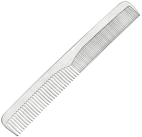 Faleto Gratis Gravur, Profi Schneidekamm Haarschneidekamm Anti-Statik Friseur Kamm Frisierkamm Metallkamm für Damen und Herren aus Metall, Weiß - Personalized Kundenspezifische Gravur (#08, 178*24mm)