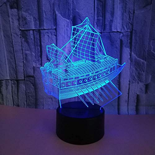 HPBN8 Ltd 3D Schiff Lampe USB Power 7 Farben Amazing Optical Illusion 3D wachsen LED Lampe Formen Kinder Schlafzimmer Nacht Licht.