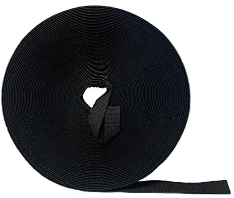 Kable Kontrol Hook and Loop Tape Roll – 1/2” Wide x 75’ Ft Long – Double Sided Heavy Duty Non-Adhesive Non-Sticky Nylon Reusable Fastener Strip Adjustable Strap Wire Organizer Cable Wrap – Black