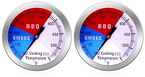 NEWSTART BBQ Thermometer Gauge - Charcoal Grill Pit Smoker Temp Gauge Grill Thermomete, Stainless Steel, 2 Pack