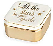 Balvi Porta Anelli Golden Box Stars Colore Bianco Scatolina per Gli Anelli, Orecchini ed Altri piccol