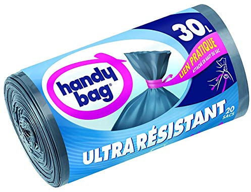 Handy bag - Sacchetti per immondizia con manici scorrevoli e ultra resistenti, 30 l, 50 x 70 cm