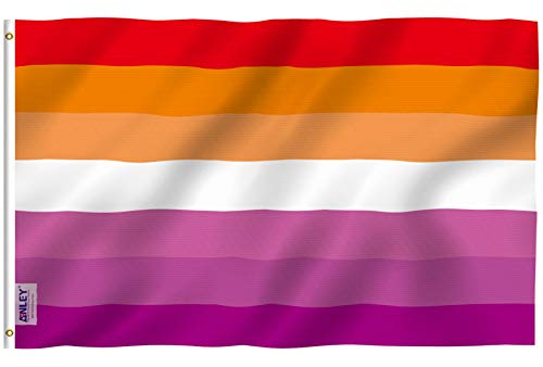 ANLEY Fly Breeze 3 x 5 pieds Sunset Lesbian Pride Flag - Couleurs vives et résistant à la décoloration UV - En-tête en toile et double couture - Sunset Pride avec oeillets en laiton 3 X 5 Ft