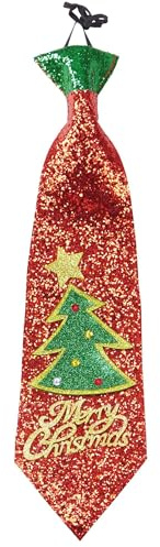 W WIDMANN MILANO Party Fashion - Glitzer Krawatte Merry Christmas | Mit Gummiband, festliches Weihnachts-Accessoire, Kostümzubehör für Weihnachten, Karneval & Mottoparty