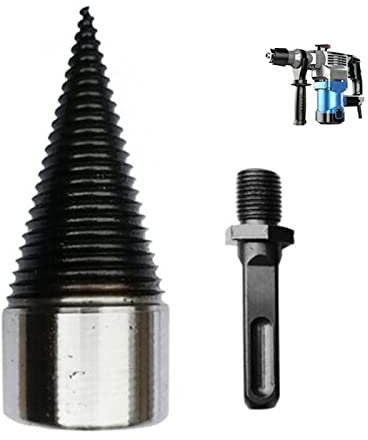 Punta Spaccalegna, Cono a vite per spaccalegna da 50 mm con Manici quadrato, Trapano per Legna da Ardere Set per impieghi gravosi per martello elettrico pesante