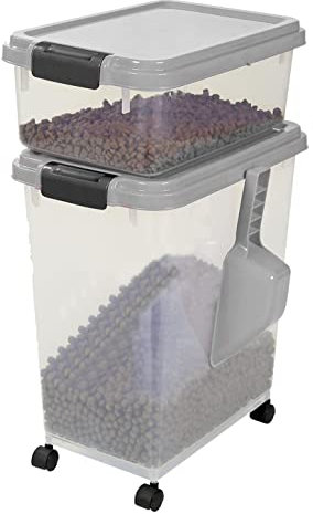 Yorkshire Homeware Storage Containers – 3Pcs Set Plastic Food Storage Containers –Dispenser Food Easy to Use – Ideal for Pet, Dog, Cats Feed Bin Food Grey