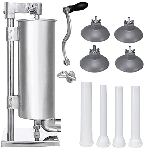 Wurstmaschine aus Stahl, Wurstfüller, aus rostfreiem Aluminium, manuelle Wurstmaschine, vertikale Wurstfüllmaschine aus Edelstahl (vertikal (4 l))