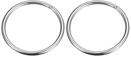 sourcing map 2 Stück O Ringe Edelstahl 304 Metallringe, 70 mm Außendurchm. 5 mm Dicke Geschweißter O-Ring für Befestigung Schrauben Haken Campinggürtel Hundeleinen Taschen Paracord Zubehör | Mehrzweck-Metallgeschweißter O-Ring