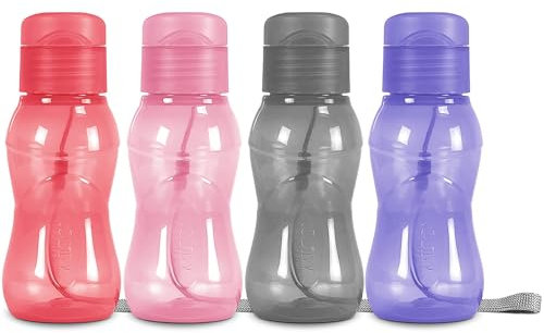 MILTON Confezione da 4 borracce per bambini da 170 ml, per la scuola, senza perdite, con coperchio a scatto, portatile, piccola borraccia sportiva per adulti con cinghia per il trasporto, bomboniere