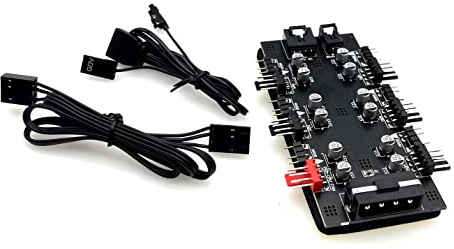 JZK 12V 4Pin PWM 5V 3Pin ARGB mit SATA 15Pin Power 2-in-1 Hub 6-Wege-Sync-CPU-Lüfter adressierbare RGB-Beleuchtung PCB-Splitter für erweiterte Motherboard-Schnittstelle