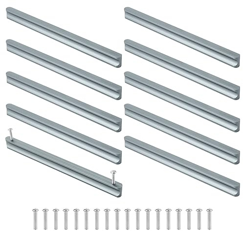 Coptiner 10 Stück Möbelgriffe Küchengriffe 192 mm Lochabstand Schrankgriffe Grau Aluminiumgriffe Schubladengriffe Stangengriff Möbel Kabinett Griffe für Küchenschränke, Schublade