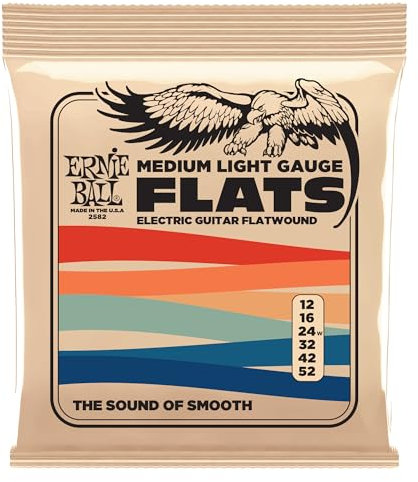 Ernie Ball Flats, Flatwound-Saiten für E-Gitarren - Medium-Light, 12-52