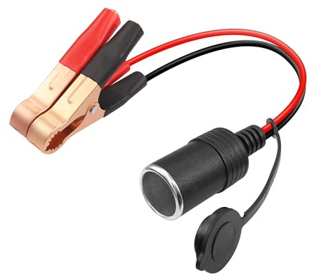 YACSEJAO 14AWG Batterie Clips zu Auto Zigarettenanzünder Buchse 1FT 12V-24V Auto Zigarettenanzünder Buchse Adapter zu Batterie Krokodilklemme Clamp Kabel