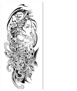 2 Stück Temporäre Tattoo-Aufkleber Geisha Chrysantheme Weiblicher Und Männlicher Saft Pflanzentinte Wasserfest Semipermanent Und Langlebig Für 2 Wochen Ohne Reflexion