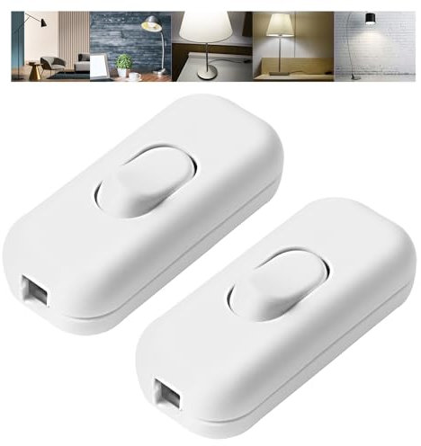 2 Pezzi Interruttore Torpedo, Interruttore in linea Interruttore Bipolare 6A 250 V,Interruttore per Porte Armadio per 2 O 3 Linea Piccoli Elettrodomestici, Lampade da Scrivania (Bianco)