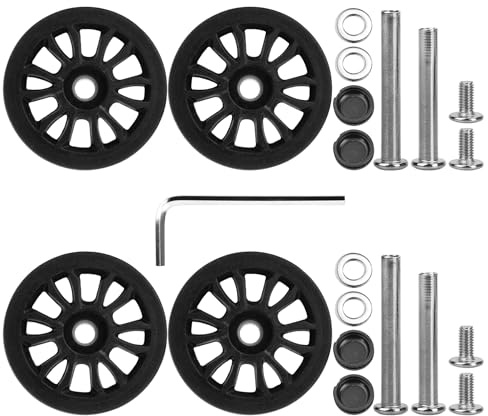 GUGULUZA 4 Stück 50mm Ersatzräder mit Achse für Gepäckkoffer mit Doppelrad, Schwarz