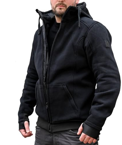 Mycl Turell Motorradjacke Herren - Motorrad Hoodie Zipper Blackster L - CE Protektoren, DuPont™ Kevlar® Verstärkung, YKK-Zip, Motorradjacke Männer - Stylisch & Sicher
