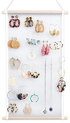 Uqezagpa Wandmontierter Ohrring-Display, hängender Schmuck-Organizer, platzsparender Ohrringhalter für Mädchen, Ohrringhalter, Wand-Organizer