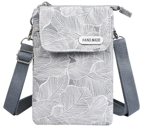 Handytasche Zum Umhängen Handy Umhängetasche Geldbörse Tasche Blätter-Muster für Alltag Schule Einkauf Frauen Teenager Mädchen