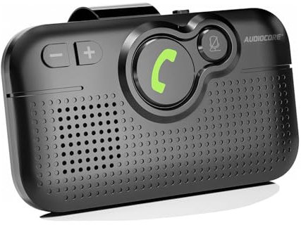 Audiocore AC475 Freisprechanlage für Auto | Kompatibel mit Siri und Google Assistant | Bluetooth 5.0 | Auto ON, Sprachführung, A2DP, Automatische Wiederverbindung, 2W Lautsprecherleistung