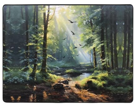 WZYWHJ Teppiche, Wohnzimmer-Fußmatten, Läufer, rutschfest, Kinderzimmermatte, Spielteppich, 160 x 121,9 cm, Motiv: Vögel des Waldes