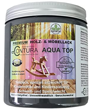 Contura Lack für Kinderspielzeug Glänzend Möbellack 2in1 Buntlack 250ml DIN EN71-3 Holzlack Kindermöbel Farbe Holzfarbe Innen und Außen (RAL 6005 Moosgrün, 250ml.)