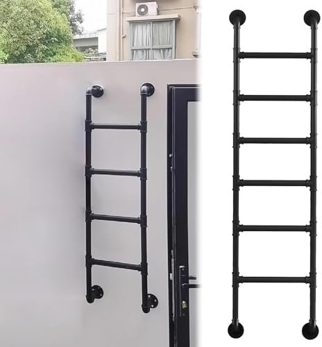 Iron Loft Villa, Wandmontierte Trittleiter für Fenster, Keller, Wohnmobil, Feuer, Fluchtleiter (120 cm)