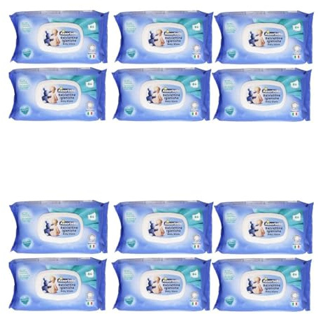 Salviettine Assorbello Per L'igene Del Bambino Con Tappo Dispenser, 12 Confezioni da 64 Salviettine