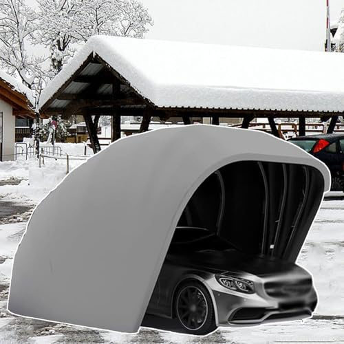 Toldo retráctil para cochera – Garaje plegable de acero inoxidable duradero, refugio móvil semiautomático (5,9 x 2,5 x 2,45 m)