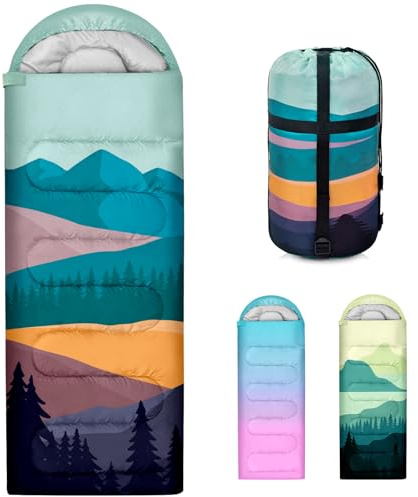 Sleeping Bags for Adults, 3 Seasons Warm & Cold Weather Waterproof Lightweight Backpacking Camping Sleeping Bag for Indoor Outdoor Camping Hiking Traveling, Camping Gear Equipment