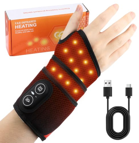 Afenau Cordless Wrist Heating Pad Wrap, Heated Wrist Support with 3 Heat Settings and 3 Adjustable Vibration, Cordless Heated Wrist Wrap, Wrist Hand Heating Pad for Elbow Wrist Knee Ankle