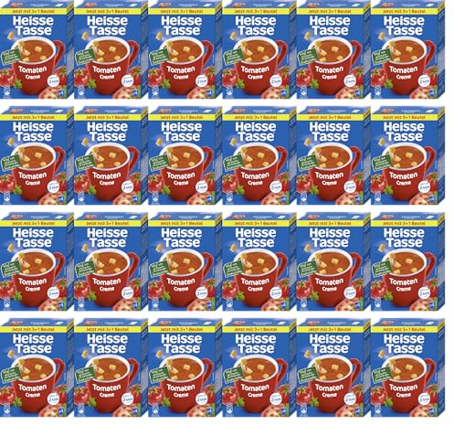 Heiße Tasse Tomaten Creme Vorteilspack Suppe, 24er Set | 96 Suppenportionen, cremiger Tomatengeschmack, schnelle Zubereitung, ideal für Zuhause, Büro oder Vorrat