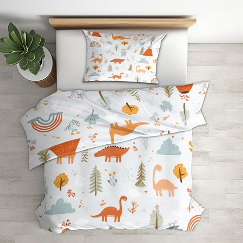 Genérico Funda Nordica Cama 135/150 Dinosaurios, Funda Nórdica Infantil Dinosaurio, Ropa de Cama 220x240, Juego de Cama 3 Piezas, Funda Edredon Microfibra Y 2 Fundas de Almohada 50x75 cm - SKA5919