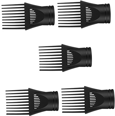 Healvian Ugelli Concentratori Accessori per Styling 5 Pezzi per Asciugacapelli Set Chioma Funzione di Riduzione Crespo e Aumento Lucentezza in Plastica Nera