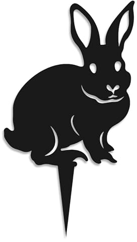 Dkant Decoration Jardin Exterieur Lapin en Metal (23x30 cm) - Animaux Metalliques - Decoration Fer Forgé pour Jardin - Piquets Decoratifs D'Extérieur a Planter dans Le Sol