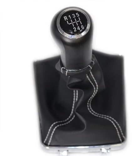 Perilla de velocidad Pomo De Palanca De Cambios Para Coche De 6 Velocidades, Cromado Y De Cuero, Con Fuelle, Para OPEL Para ASTRA III H 1.6 2004-2010 pomo cambio de marchas(White line)