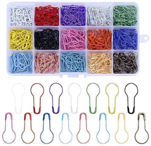 iJiZuo 450 Pz Spille di Sicurezza, Spille da Balia in 15 Colori, Spille di Sicurezza per Lampadine Metallo Piccole Calabash Pin, per Appunti Artigianali Orlatura Sartoria