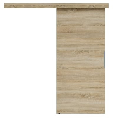 Schiebetür Komplettset 74x205 cm | Schiebetür mit modernem Design und flacher Abdeckung | Schiebetürsystem für platzsparende Raumgestaltung in Wohnzimmer, Küche oder Büro | Zimmertür | Eiche Sonoma