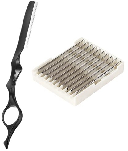 Ciseaux à Cheveux, Rasoir de Coiffure, Rasoir de Coupe avec 10 Lames de Rechange, Rasoir à Effiler Amincissant Anti-Pointes Fourchues, Tondeuse pour Cheveux et Barbe, Légers et Ergonomiques