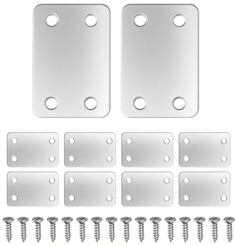 10 Pack Stainless Steel Mending Plates for Wood, 38x60mm Straight