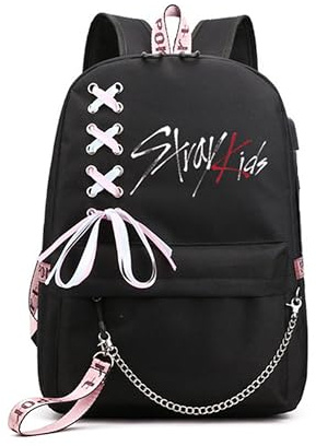 Roffatide Stray Kids Zaino Merch per ragazze e ragazzi KPOP SKZ Zaino scolastico casual per Stay Nero A