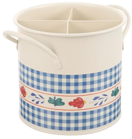 OUNONA Porta Bacchette da Cucina Decorativo Vintage, Organizer Utensili Multi-griglia Compatto in Pentola D'argento, Secchio Porta Posate da Banco per Cucina Ordinata e Salvaspazio