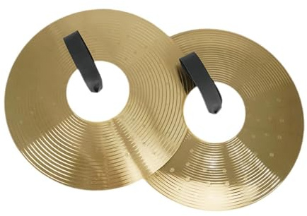KIXZSAZ Platillos de mano de aleación Platillos de banda Rendimiento Ligero Resistente a impactos Para baile de larga duración Escuela Escenario Actividades Prácticas en casa, Dorado, 200 mm