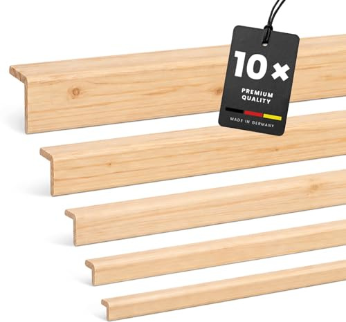 KGM Winkelleisten - Kiefer Massivholz Roh - 2400 x 15 x 15 mm - 10 Stk. | unbehandelt, langlebig, überstreichbar, Eckleiste für Kanten, Ecken & Übergänge, lösemittelfrei, für Innenausbau & DIY