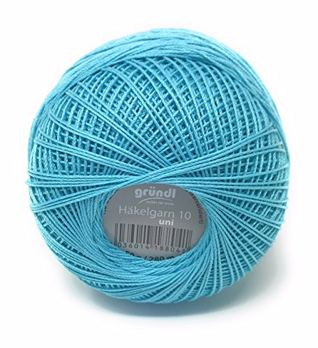 Gründl Häkelgarn 10 Brandneu, Filethäkelgarn, 100% Baumwolle (mercerisiert, gasiert, gekämmt), 50 Gramm Knäuel = 280 Meter LL, 20 tolle Farben,